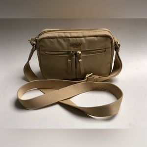 KNOMO London avery Crossbody Bag nylon Trench Beige adjustable strap shoulder .